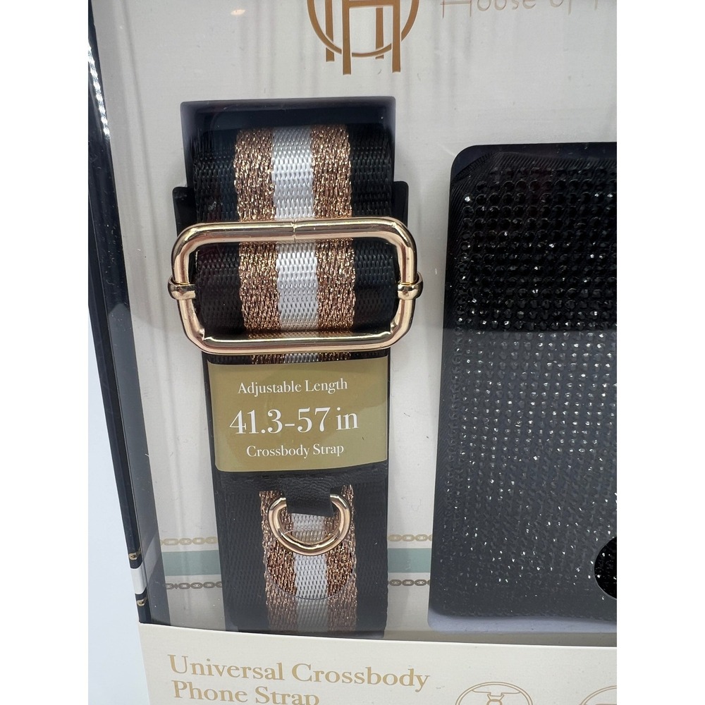 House of Harlow 1960 Universal Crossbody Phone Strap w/ Wallet Black Gold NWT - Picture 2 of 6